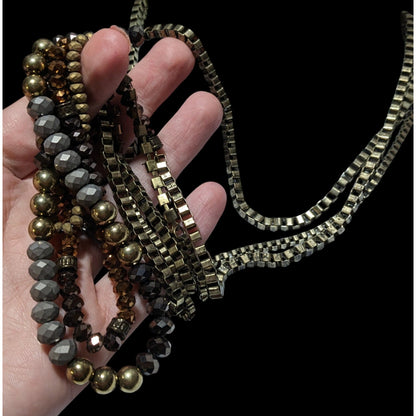 Multilayer Glam Box Link Beaded Statement Necklace