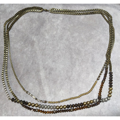 Multilayer Glam Box Link Beaded Statement Necklace