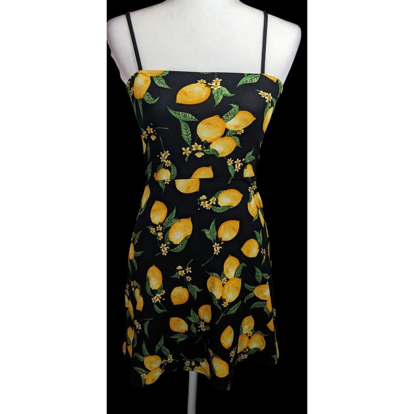 Divided by H&M Summery Black And Yellow Lemon Dress