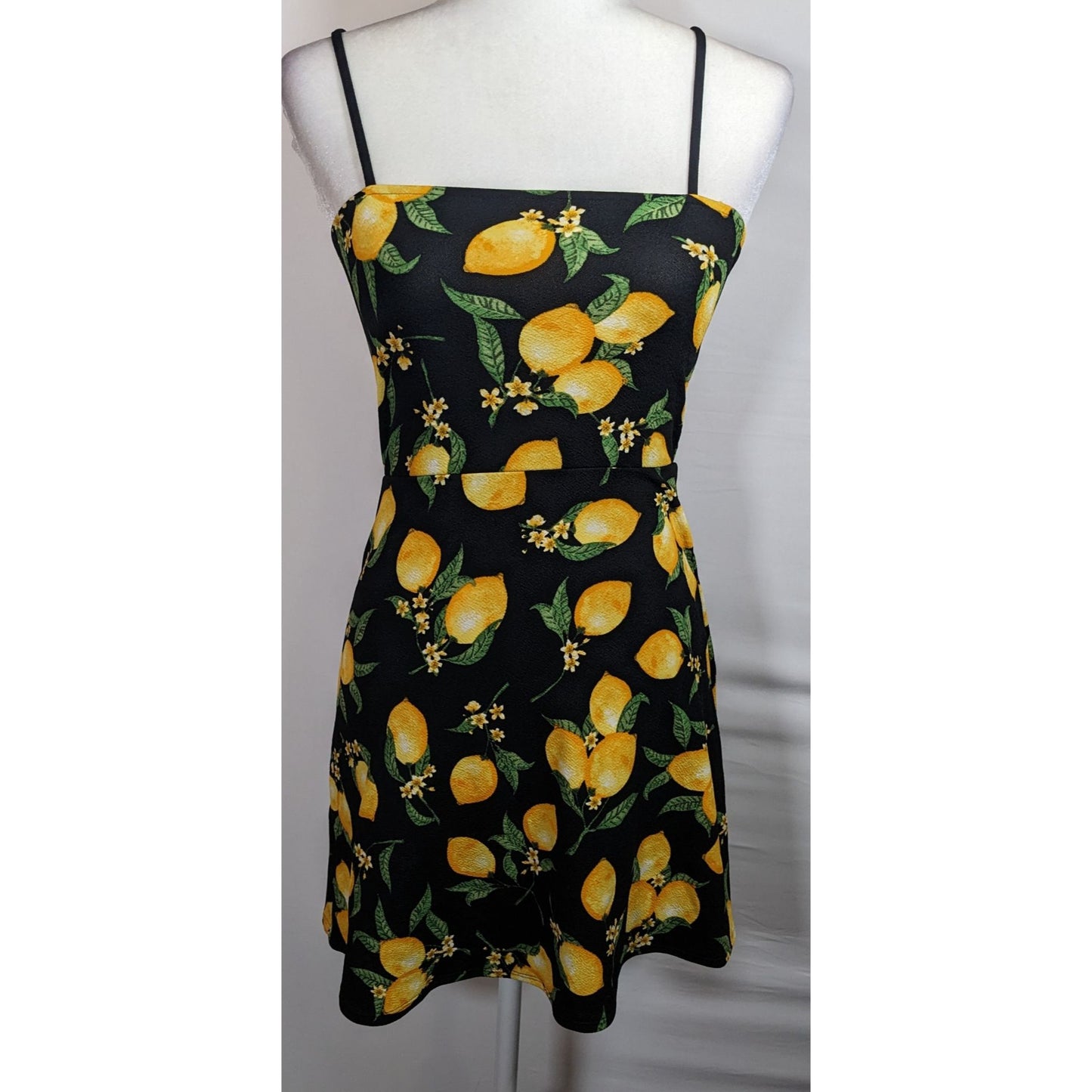 Divided by H&M Summery Black And Yellow Lemon Dress