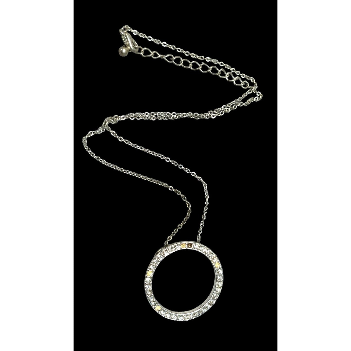 Geometric Glam Open Circle Rhinestone Pendant Necklace