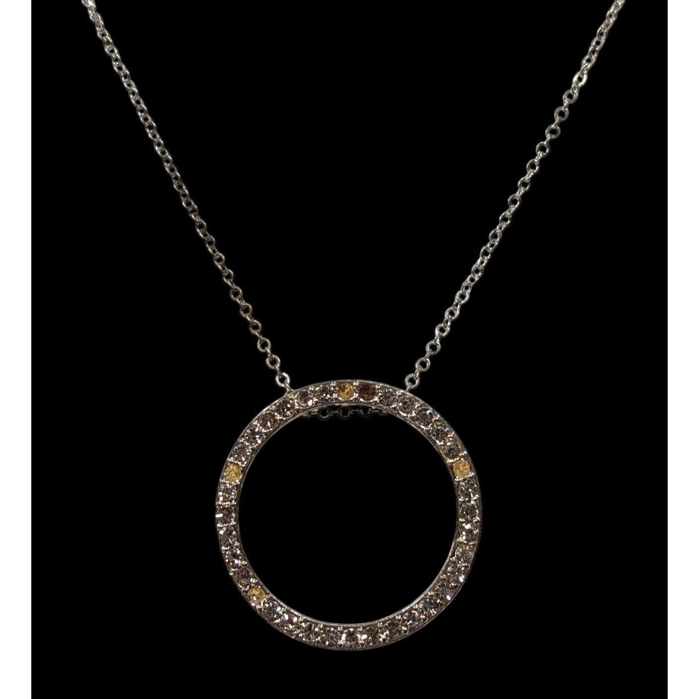 Geometric Glam Open Circle Rhinestone Pendant Necklace