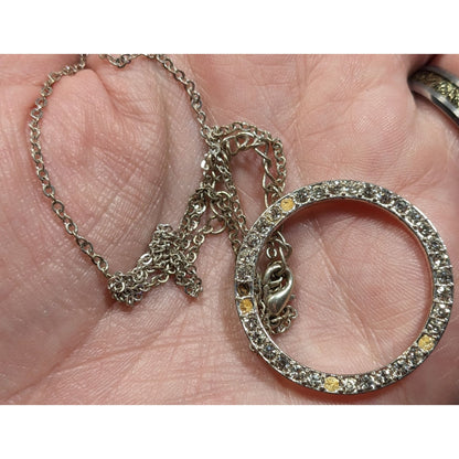 Geometric Glam Open Circle Rhinestone Pendant Necklace