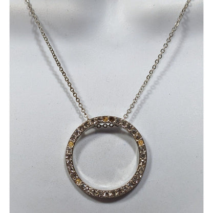 Geometric Glam Open Circle Rhinestone Pendant Necklace