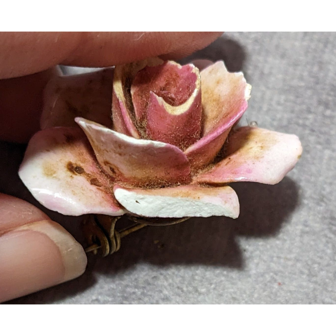 Vintage English Rose China Floral Brooch