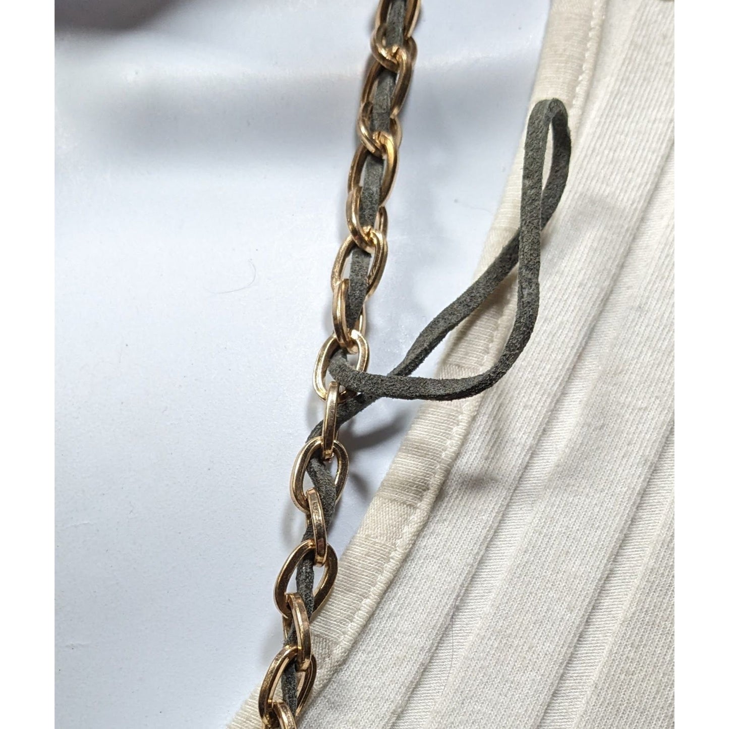 Decorative Tassel Pendant Necklace With Gold-Tone Chain & Beaded Drops