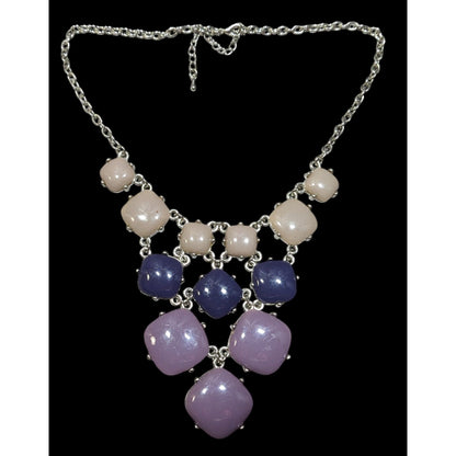 Y2K Purple Blue And Grey Pebble Bib Necklace