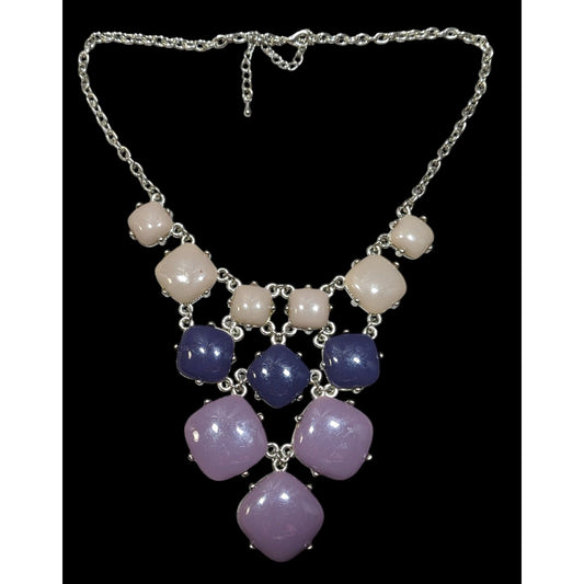 Y2K Purple Blue And Grey Pebble Bib Necklace