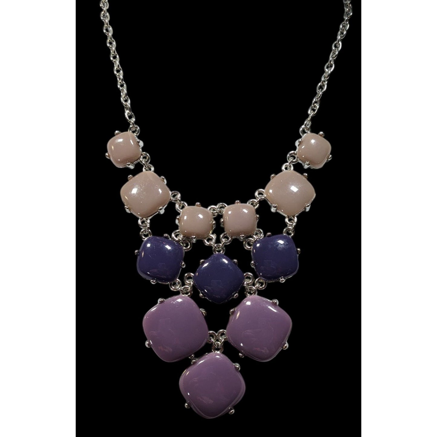 Y2K Purple Blue And Grey Pebble Bib Necklace