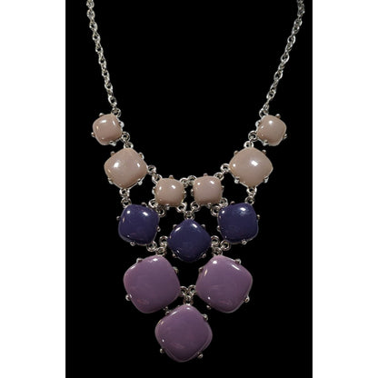 Y2K Purple Blue And Grey Pebble Bib Necklace