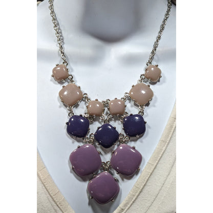 Y2K Purple Blue And Grey Pebble Bib Necklace