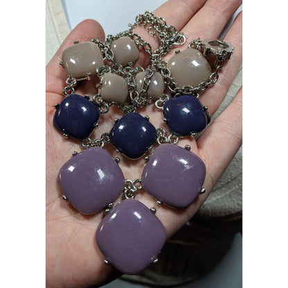 Y2K Purple Blue And Grey Pebble Bib Necklace
