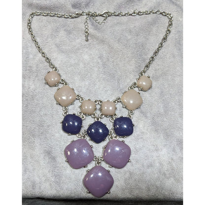 Y2K Purple Blue And Grey Pebble Bib Necklace