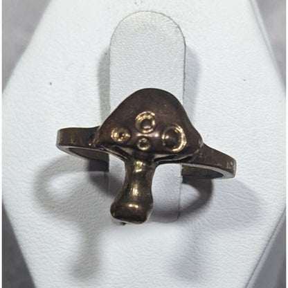 Fairycore Antiqued Bronze Tone Mushroom Ring Size 7