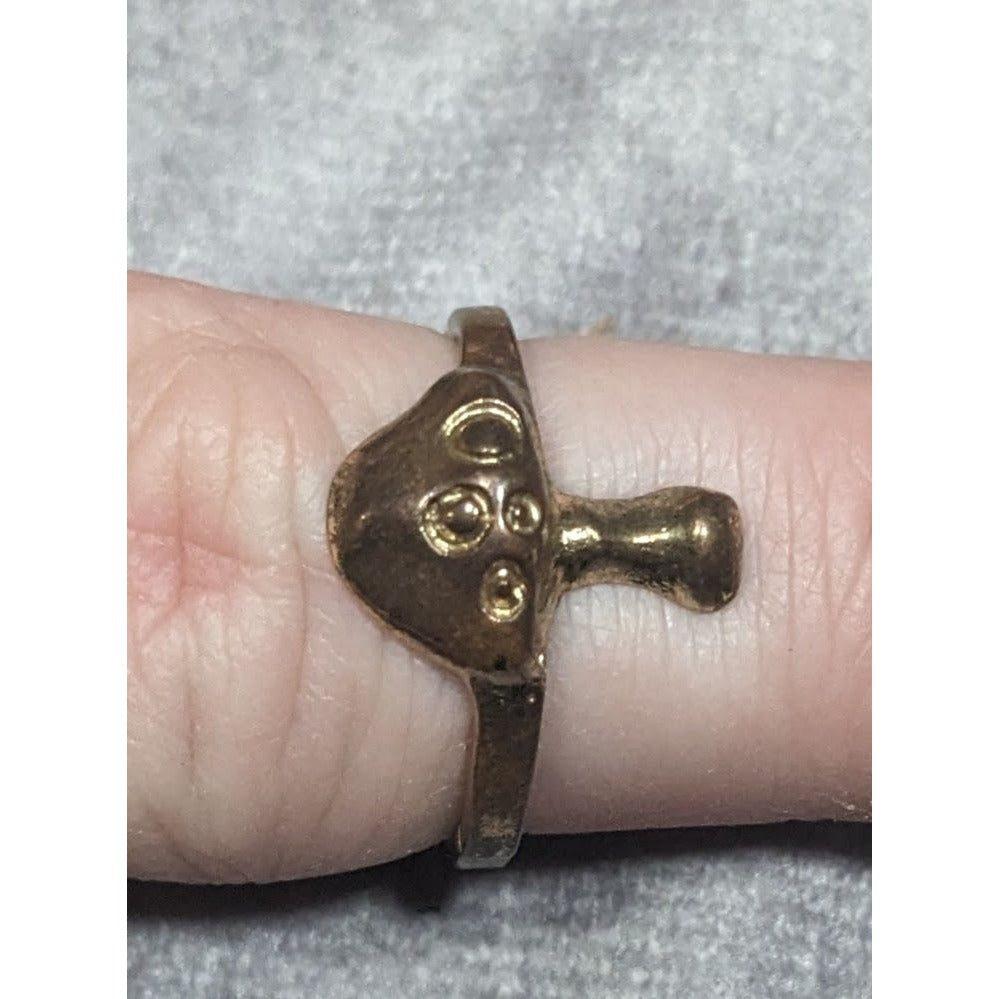 Fairycore Antiqued Bronze Tone Mushroom Ring Size 7