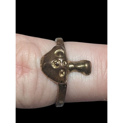 Fairycore Antiqued Bronze Tone Mushroom Ring Size 7