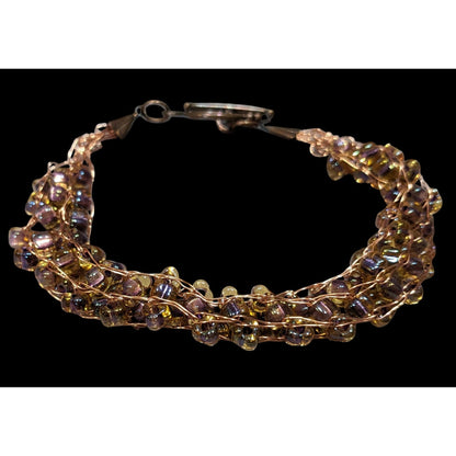 Handmade Whimsical Copper Wire And Glass Beaded Bracelet