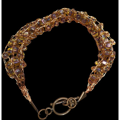 Handmade Whimsical Copper Wire And Glass Beaded Bracelet