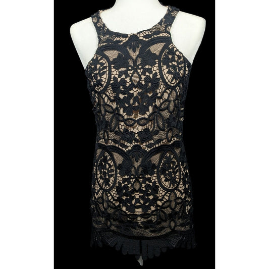 Lovers + Friends Caspian Black Lace Mini Shift Dress Size XS