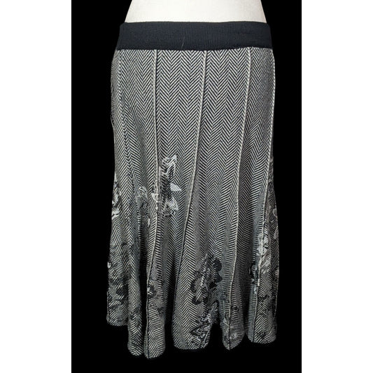 Coldwater Creek Floral Chevron Black And Grey Skirt