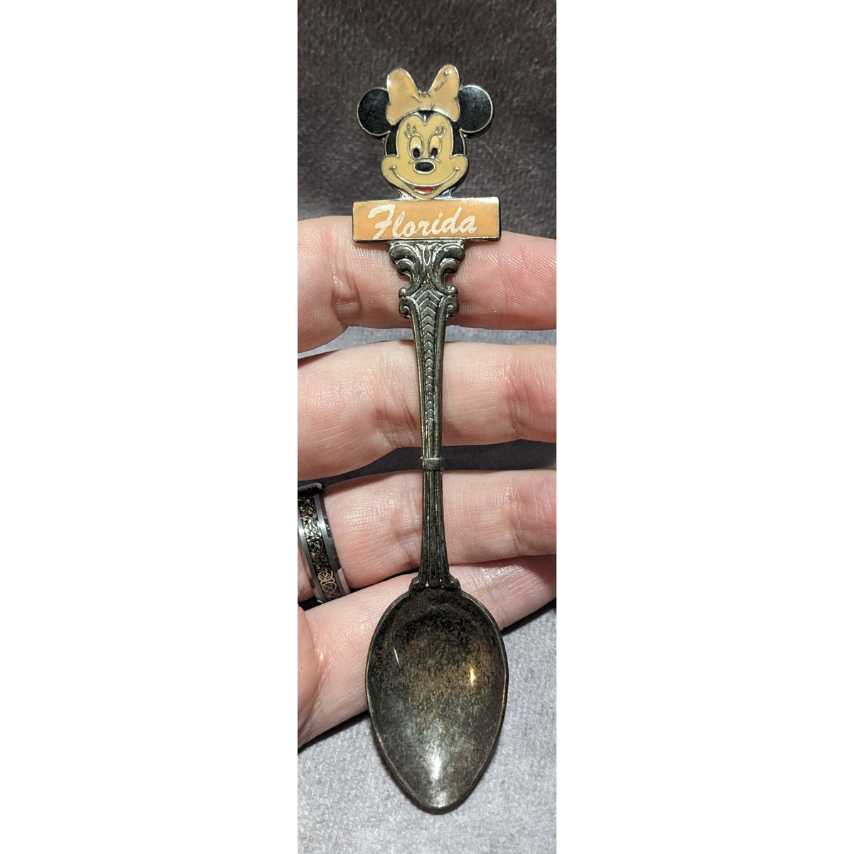 Vintage Disney Minnie Mouse Metal Silver Tone Souvenir Spoon 5 Inch