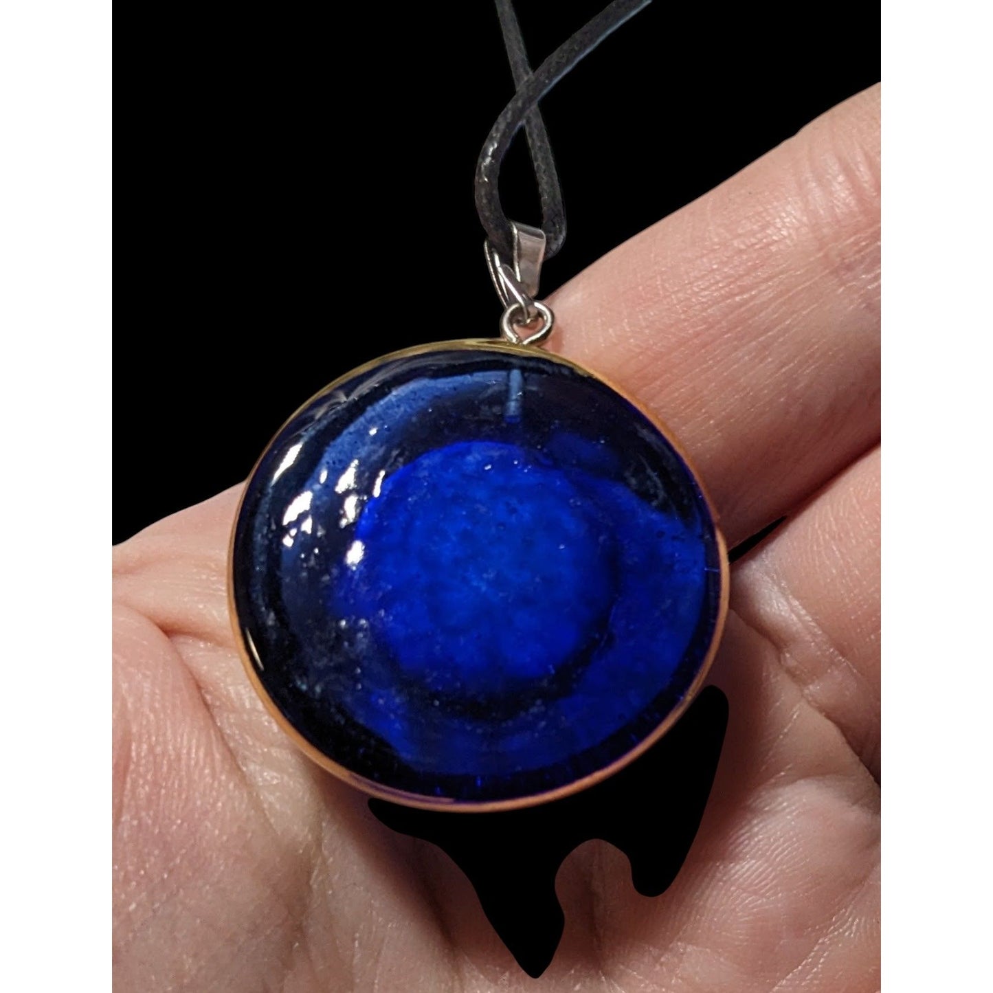 Glass Evil Eye Blue And Gold Pendant Necklace
