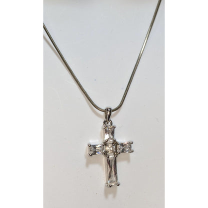 Elegant Religious Crystal Cross Pendant Necklace