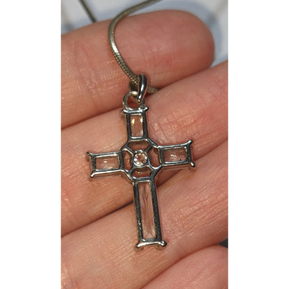 Elegant Religious Crystal Cross Pendant Necklace