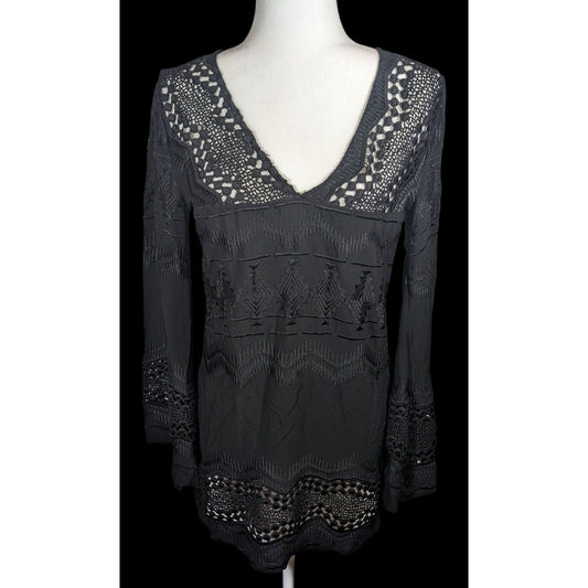La Blanca Gothic Crochet Accent Black Swim Cover Up