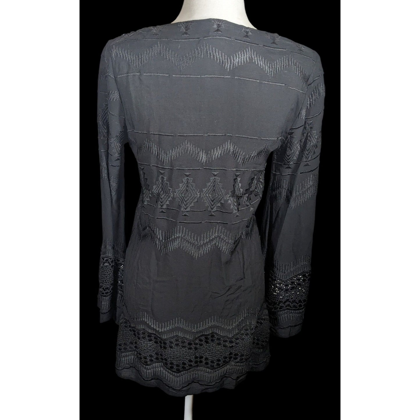 La Blanca Gothic Crochet Accent Black Swim Cover Up