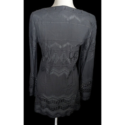 La Blanca Gothic Crochet Accent Black Swim Cover Up