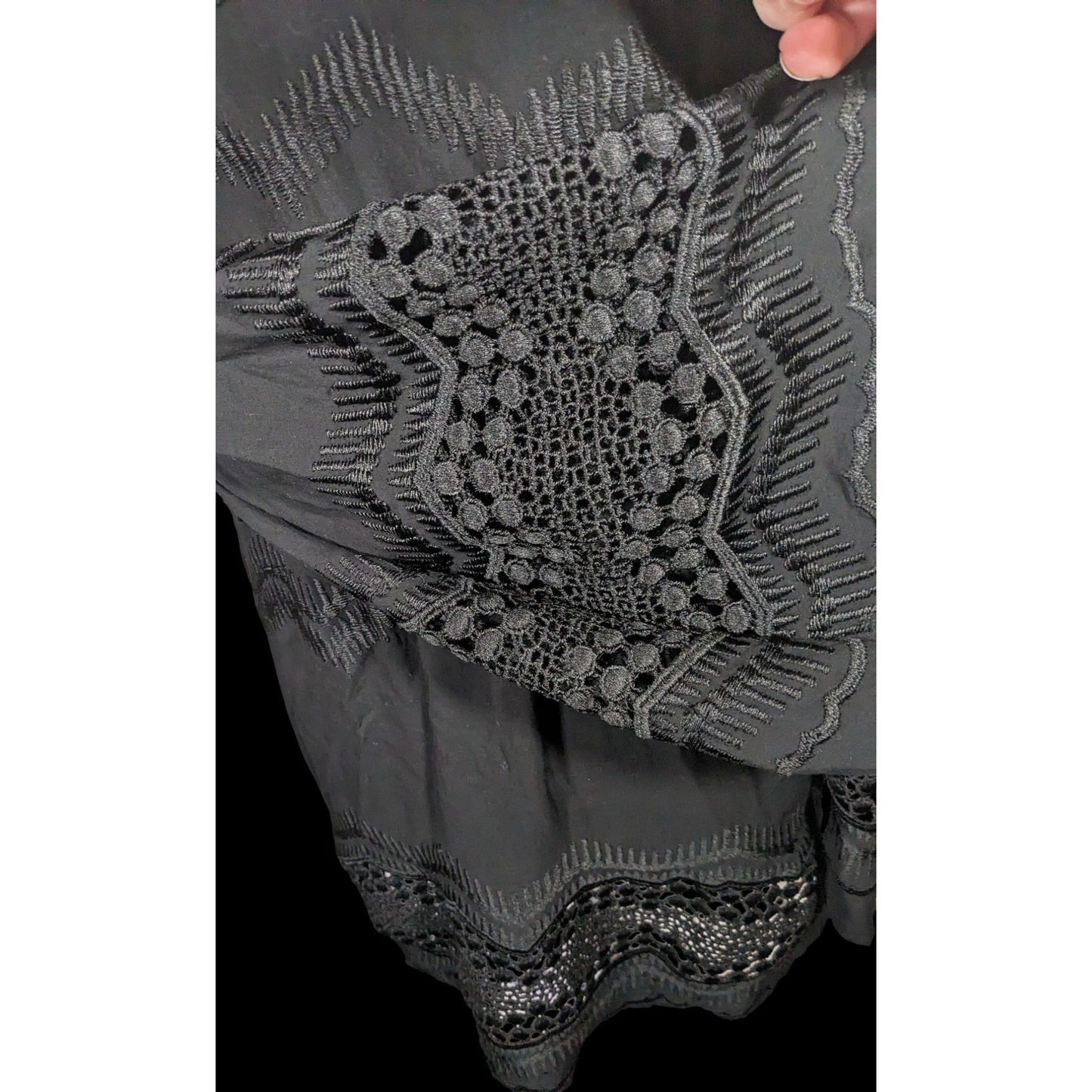 La Blanca Gothic Crochet Accent Black Swim Cover Up