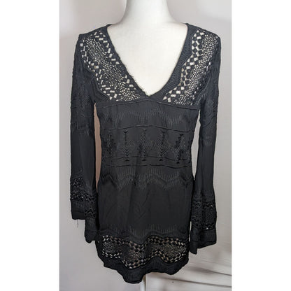 La Blanca Gothic Crochet Accent Black Swim Cover Up