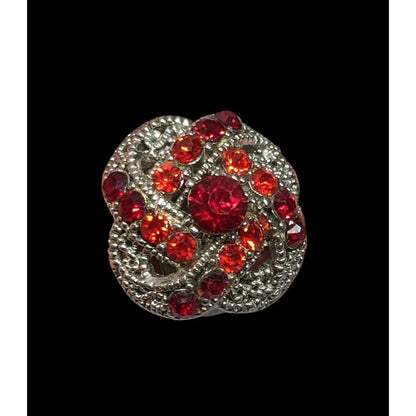 Gothic Vampire Knot Ring Silver Tone With Red Stones Adjustable Size 7