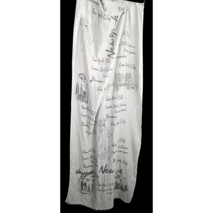 New York City Souvenir Scarf Statue Of Liberty & Skyline Print Glitter Accents Grey 73"x28"