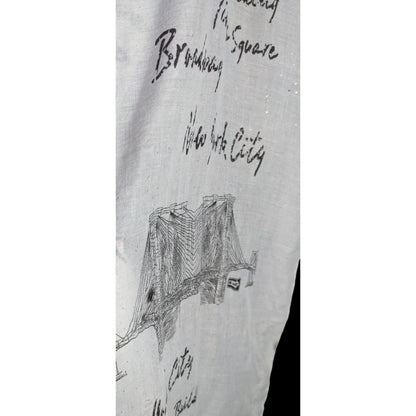 New York City Souvenir Scarf Statue Of Liberty & Skyline Print Glitter Accents Grey 73"x28"