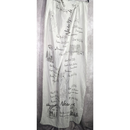 New York City Souvenir Scarf Statue Of Liberty & Skyline Print Glitter Accents Grey 73"x28"