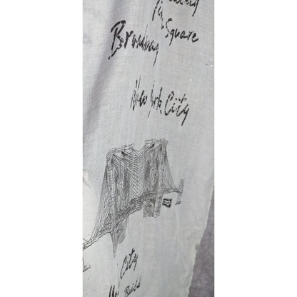 New York City Souvenir Scarf Statue Of Liberty & Skyline Print Glitter Accents Grey 73"x28"