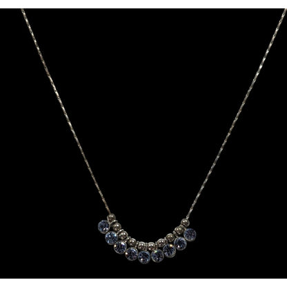 Simple Elegant Blue Gemmed Silver Tone Necklace