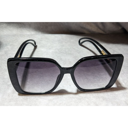 Tahari Oversized Square Black And Gold Sunglasses