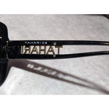 Tahari Oversized Square Black And Gold Sunglasses