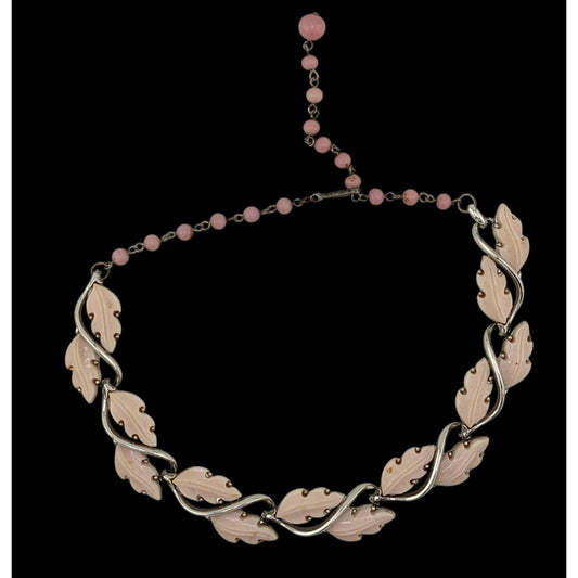 Vintage Lisner Fairycore Necklace Pastel Pink And Silver Tone