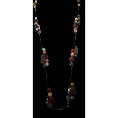 Retro Bohemian Cluster Beaded Station Necklace