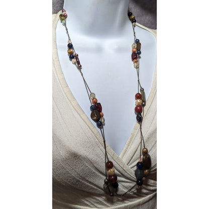 Retro Bohemian Cluster Beaded Station Necklace