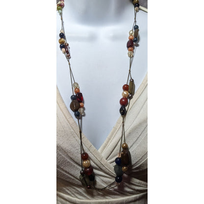 Retro Bohemian Cluster Beaded Station Necklace