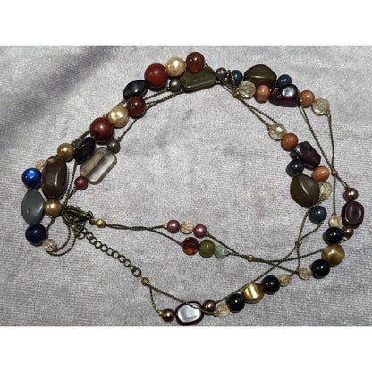 Retro Bohemian Cluster Beaded Station Necklace