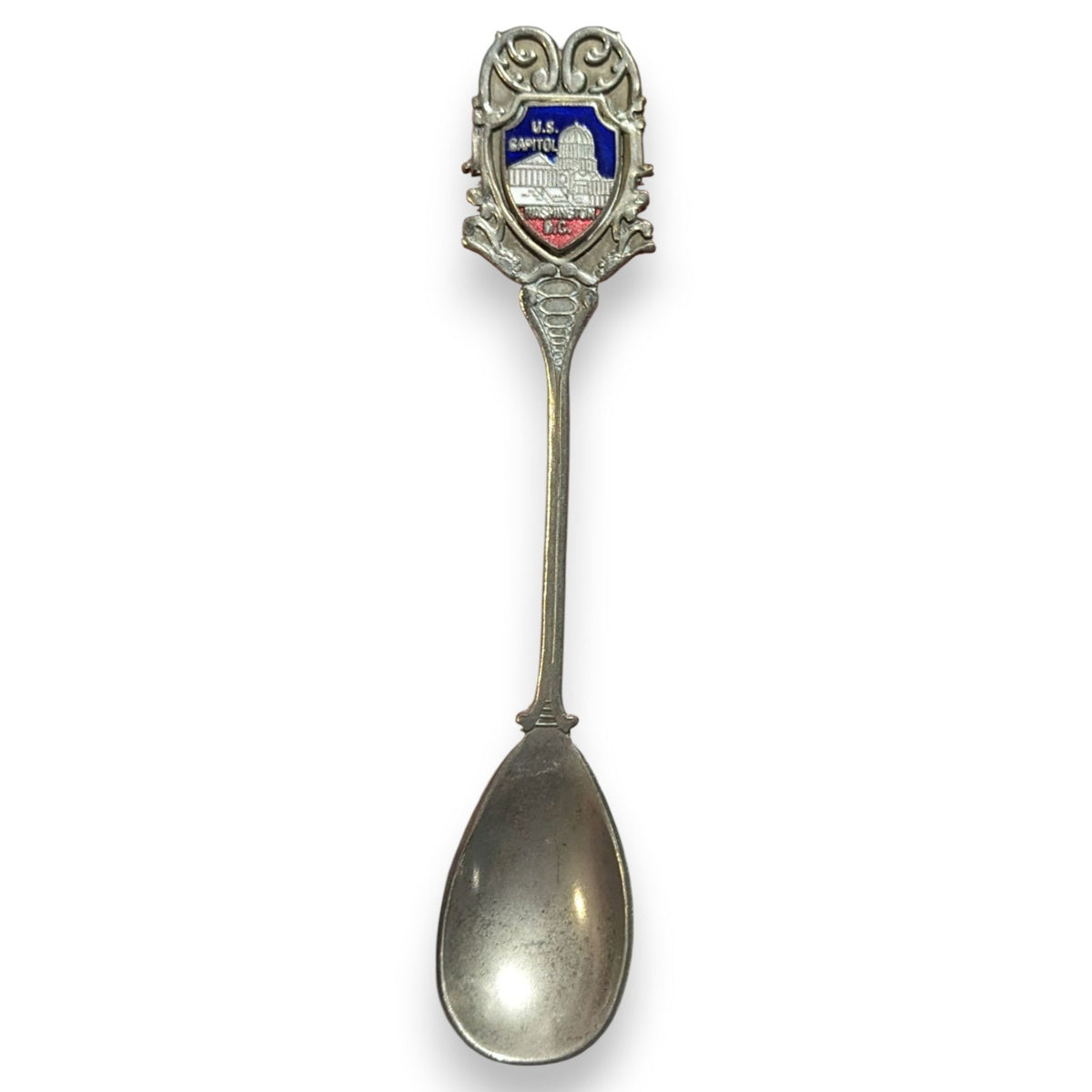 Vintage Travel Metal Silver Tone Washington DC US Capitol Souvenir Spoon 4 1/4