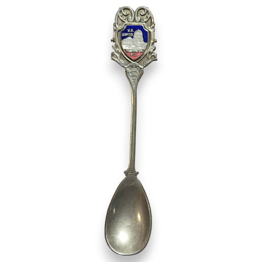 Vintage Travel Metal Silver Tone Washington DC US Capitol Souvenir Spoon 4 1/4