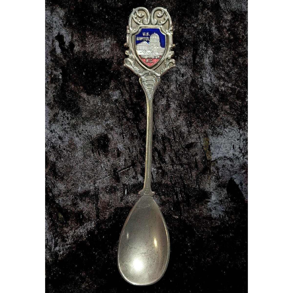 Vintage Travel Metal Silver Tone Washington DC US Capitol Souvenir Spoon 4 1/4