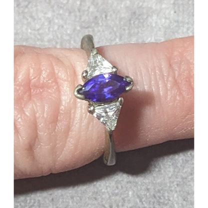 Vintage Purple Marquis Cut And Clear Stone Ring Size 7